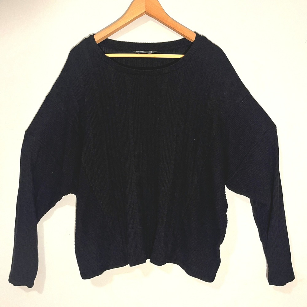 Simply Vera Vera Wang Ribbed Lightweight Knit Top Black XXL Dolman Sleeve